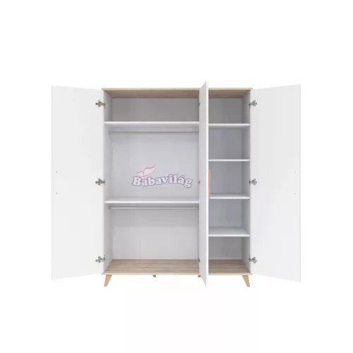 Faktum FLIP White & Oak - 3 osztású szekrény 