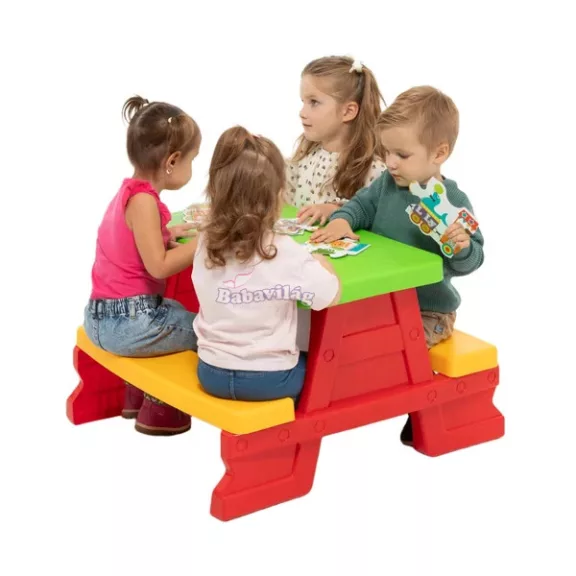 Piknik asztal 4 fő részére piros