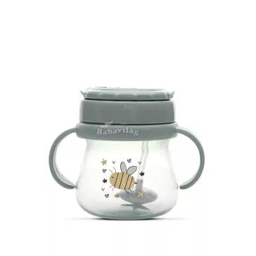 Baby Care szívószálas itató fogantyúval 250ml - Green 