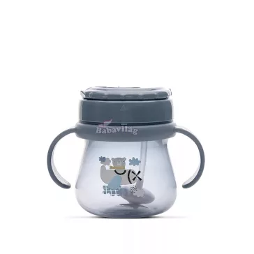 Baby Care szívószálas itató fogantyúval 250ml - Blue 