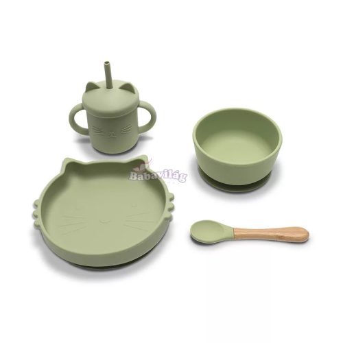 Lorelli Természetes szilikon 4 db-os étkészlet - Fresh Green 