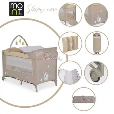   MONI Sleepy összecsukható luxus babaágy 2 szintes -  bézs 