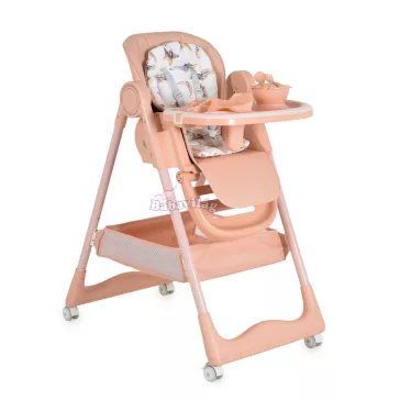   SURPRISE etetőszék szilikon tányérral, evőeszközzel, előkével PINK 