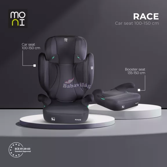 RACE autós ülés 100-150 cm ülésmagasítóvá alakítható FEKETE