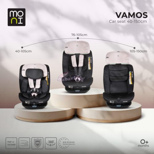 MONI VAMOS 360 fokban forgatható gyerekülés 40-150cm szürke