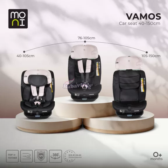 MONI VAMOS 360 fokban forgatható gyerekülés 40-150cm szürke