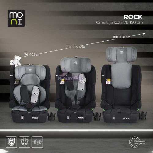 Moni ROCK autós ülés 76-150cm  SZÜRKE 