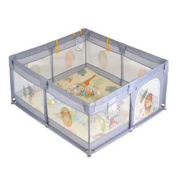   GAMEZONE összecsukható járóka szőnyeggel, 60 labdával 120x120 SZÜRKE 