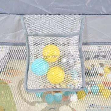   GAMEZONE összecsukható járóka szőnyeggel, 60 labdával 120x120 SZÜRKE 