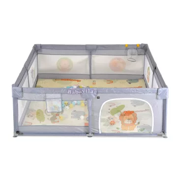   GAMEZONE összecsukható járóka szőnyeggel, 60 labdával 150x200 SZÜRKE 