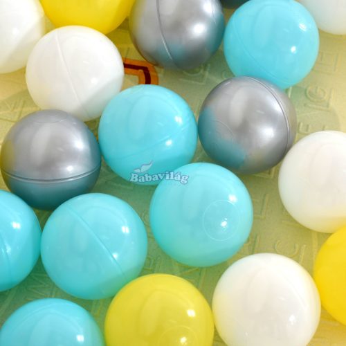 GAMEZONE összecsukható járóka szőnyeggel, 60 labdával 150x200 SZÜRKE 