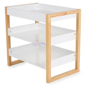 TIMBER fa pelenkázó állvány polccal FEHÉR/NATUR 