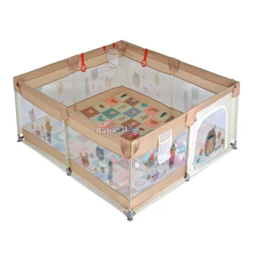   GAMEZONE összecsukható járóka szőnyeggel, 60 labdával 120x120 Bézs