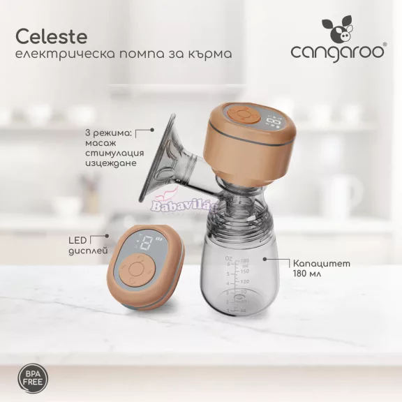 Cangaroo CELESTE elektromos mellszívó 180ml tartály, USB töltővel 