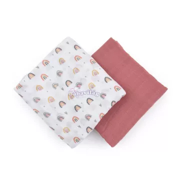 Bambusz muszlin 2db-os szett Misty Rose Rainbow 120 x 120 cm