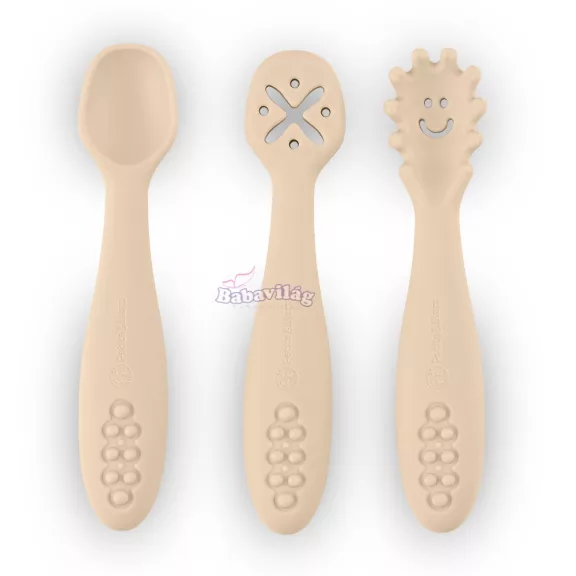 PETITE&MARS Szilikon gyakorló kanál szett 3 db Take&Match Desert Sand 6m+