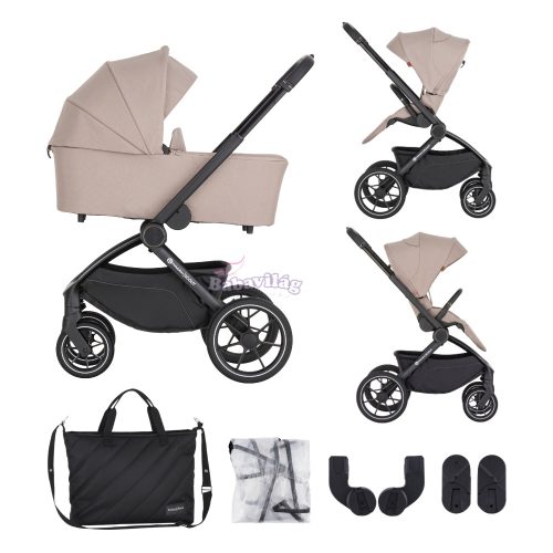 PETITE&MARS SCOUT 3in1 babakocsi összecsukható mózes - Cappuccino Cream