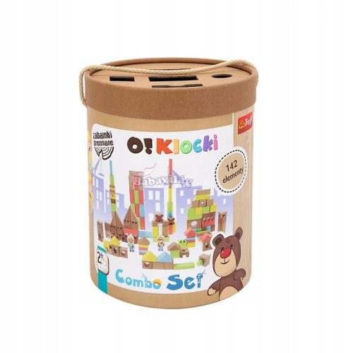 Trefl színes fa építőkockák - 142 darabos