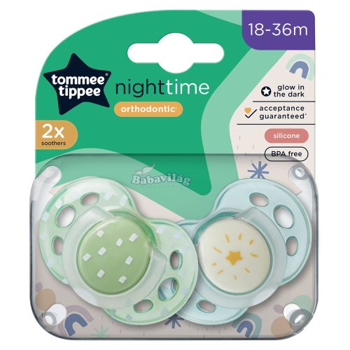 Tommee Tippee játszócumi CTN Night 2 db 18-36 hó zöld